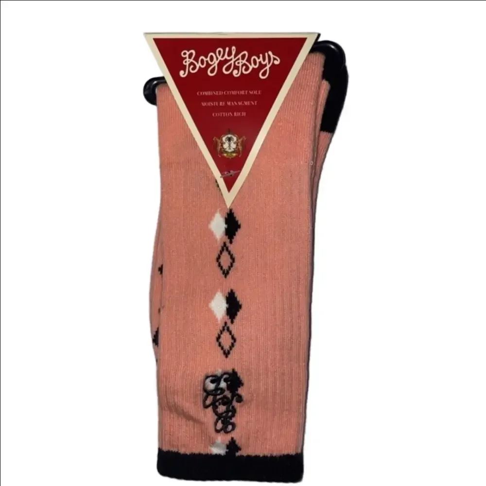 Bogey Boys Men’s Athletic Socks in Peach with Black & White Accents